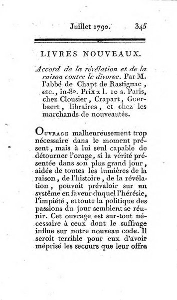 Journal ecclesiastique ou bibliotheque raisonnée des sciences ecclésiastiques