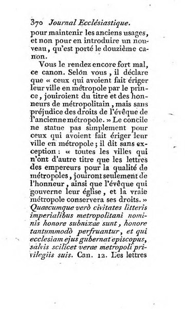 Journal ecclesiastique ou bibliotheque raisonnée des sciences ecclésiastiques