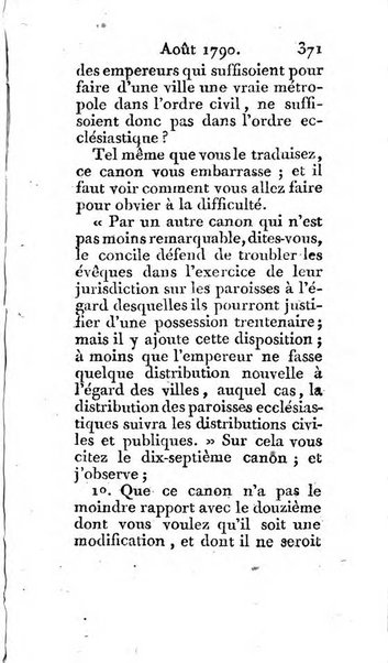 Journal ecclesiastique ou bibliotheque raisonnée des sciences ecclésiastiques