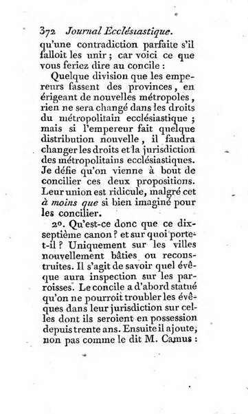 Journal ecclesiastique ou bibliotheque raisonnée des sciences ecclésiastiques