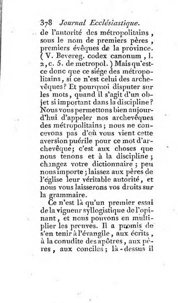 Journal ecclesiastique ou bibliotheque raisonnée des sciences ecclésiastiques