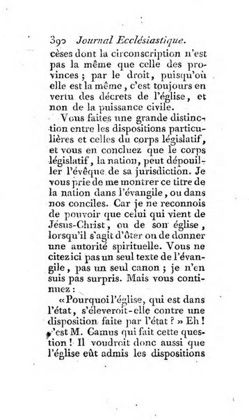 Journal ecclesiastique ou bibliotheque raisonnée des sciences ecclésiastiques