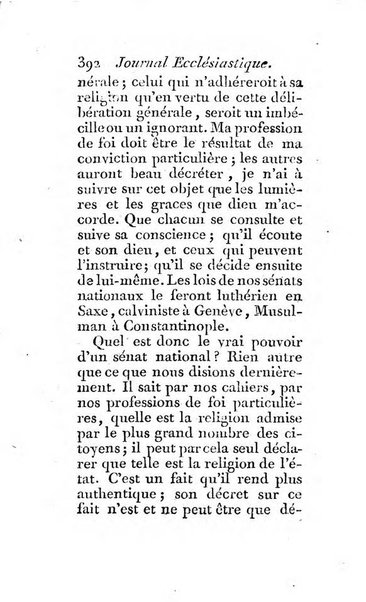 Journal ecclesiastique ou bibliotheque raisonnée des sciences ecclésiastiques