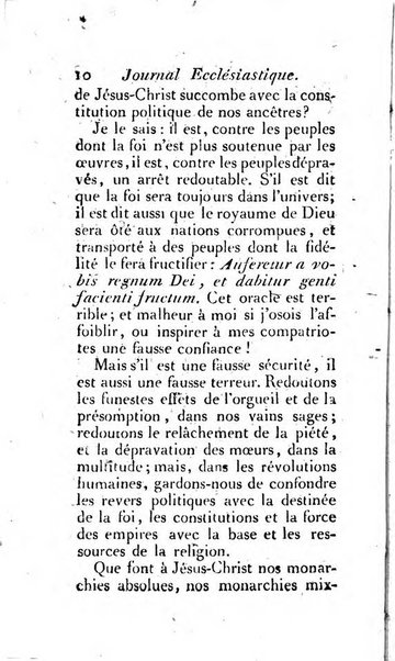 Journal ecclesiastique ou bibliotheque raisonnée des sciences ecclésiastiques
