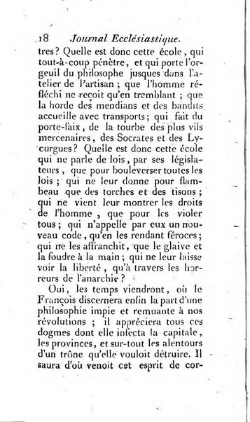 Journal ecclesiastique ou bibliotheque raisonnée des sciences ecclésiastiques