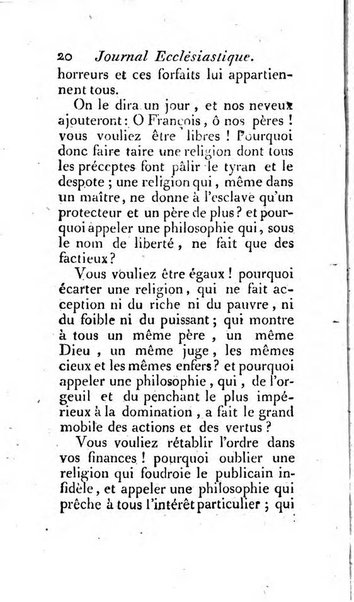 Journal ecclesiastique ou bibliotheque raisonnée des sciences ecclésiastiques