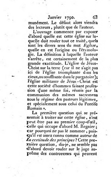 Journal ecclesiastique ou bibliotheque raisonnée des sciences ecclésiastiques