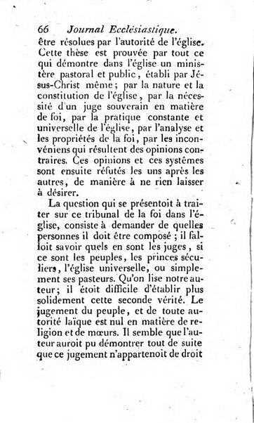 Journal ecclesiastique ou bibliotheque raisonnée des sciences ecclésiastiques