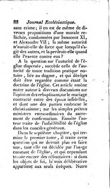 Journal ecclesiastique ou bibliotheque raisonnée des sciences ecclésiastiques