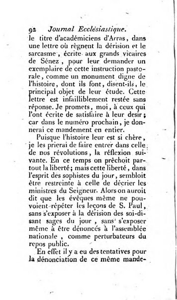 Journal ecclesiastique ou bibliotheque raisonnée des sciences ecclésiastiques