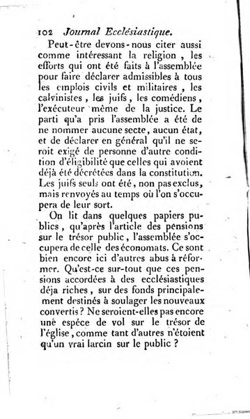 Journal ecclesiastique ou bibliotheque raisonnée des sciences ecclésiastiques