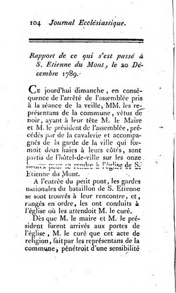 Journal ecclesiastique ou bibliotheque raisonnée des sciences ecclésiastiques