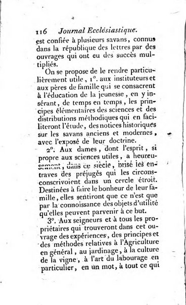 Journal ecclesiastique ou bibliotheque raisonnée des sciences ecclésiastiques