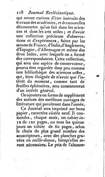 Journal ecclesiastique ou bibliotheque raisonnée des sciences ecclésiastiques