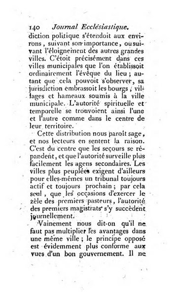 Journal ecclesiastique ou bibliotheque raisonnée des sciences ecclésiastiques