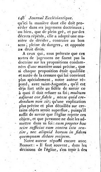 Journal ecclesiastique ou bibliotheque raisonnée des sciences ecclésiastiques