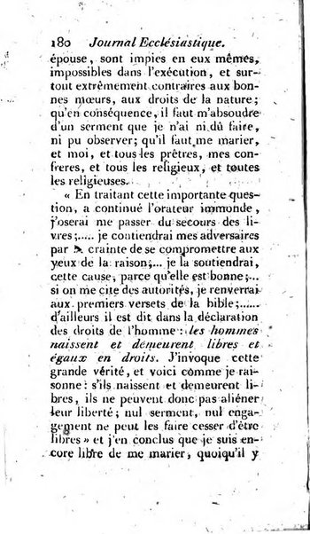 Journal ecclesiastique ou bibliotheque raisonnée des sciences ecclésiastiques