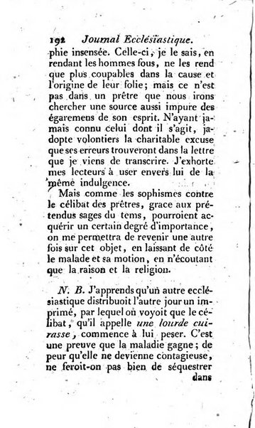 Journal ecclesiastique ou bibliotheque raisonnée des sciences ecclésiastiques