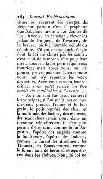 Journal ecclesiastique ou bibliotheque raisonnée des sciences ecclésiastiques