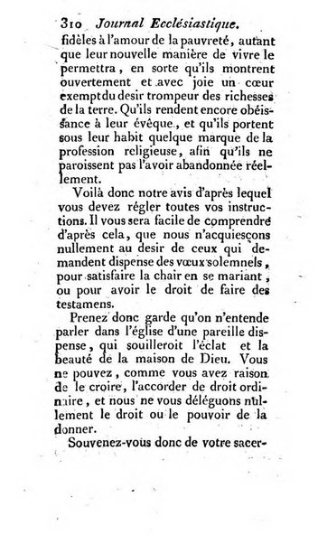 Journal ecclesiastique ou bibliotheque raisonnée des sciences ecclésiastiques