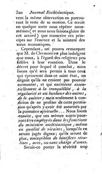 Journal ecclesiastique ou bibliotheque raisonnée des sciences ecclésiastiques