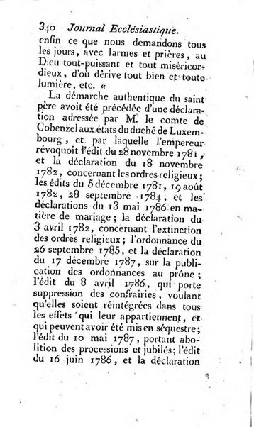 Journal ecclesiastique ou bibliotheque raisonnée des sciences ecclésiastiques