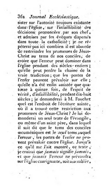 Journal ecclesiastique ou bibliotheque raisonnée des sciences ecclésiastiques