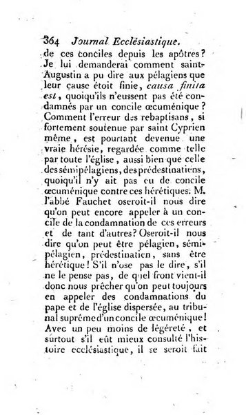 Journal ecclesiastique ou bibliotheque raisonnée des sciences ecclésiastiques