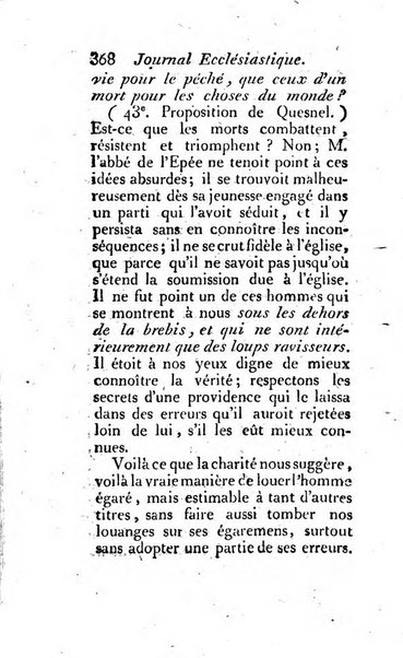 Journal ecclesiastique ou bibliotheque raisonnée des sciences ecclésiastiques