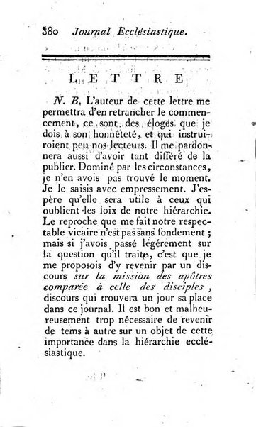 Journal ecclesiastique ou bibliotheque raisonnée des sciences ecclésiastiques