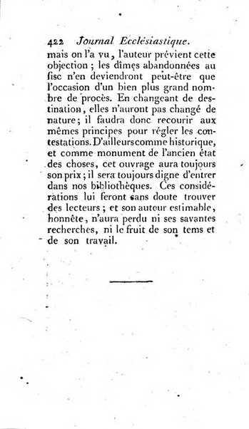 Journal ecclesiastique ou bibliotheque raisonnée des sciences ecclésiastiques