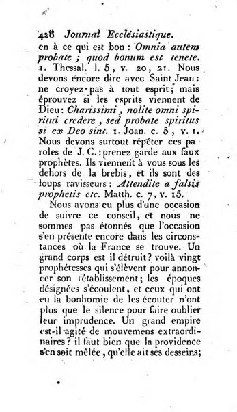 Journal ecclesiastique ou bibliotheque raisonnée des sciences ecclésiastiques