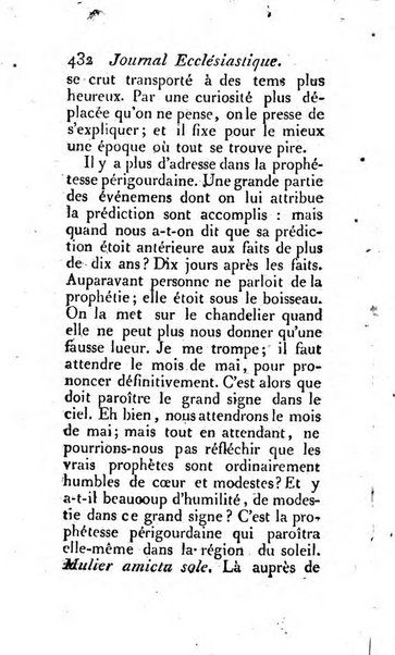 Journal ecclesiastique ou bibliotheque raisonnée des sciences ecclésiastiques