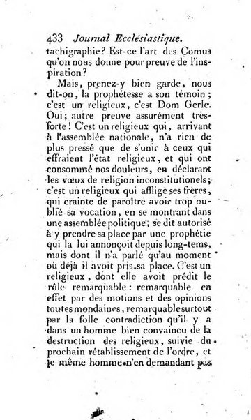 Journal ecclesiastique ou bibliotheque raisonnée des sciences ecclésiastiques