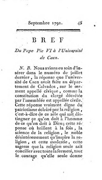 Journal ecclesiastique ou bibliotheque raisonnée des sciences ecclésiastiques