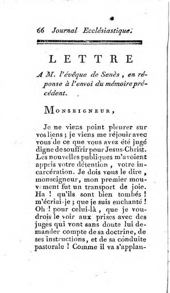 Journal ecclesiastique ou bibliotheque raisonnée des sciences ecclésiastiques