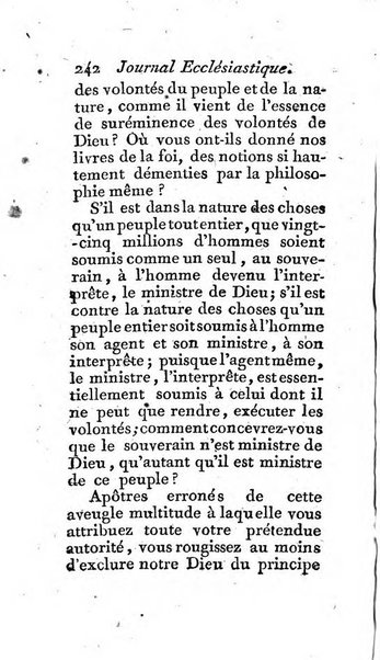 Journal ecclesiastique ou bibliotheque raisonnée des sciences ecclésiastiques