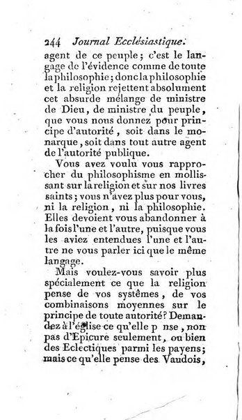 Journal ecclesiastique ou bibliotheque raisonnée des sciences ecclésiastiques