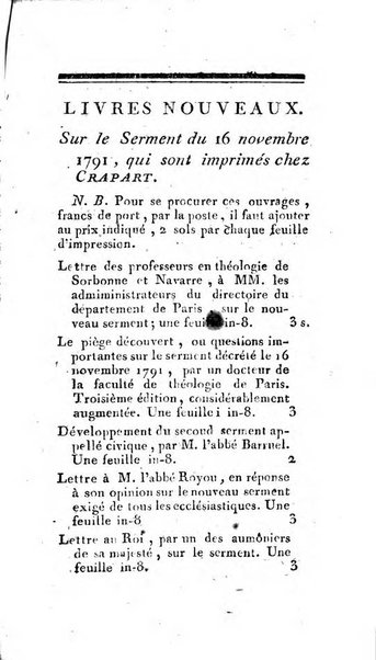 Journal ecclesiastique ou bibliotheque raisonnée des sciences ecclésiastiques