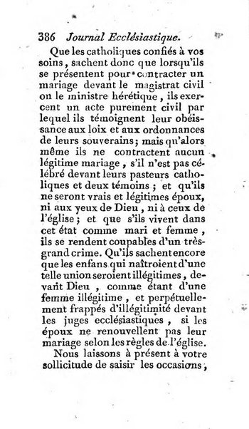 Journal ecclesiastique ou bibliotheque raisonnée des sciences ecclésiastiques