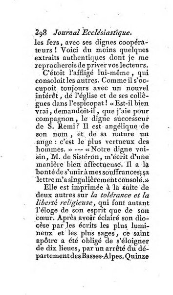 Journal ecclesiastique ou bibliotheque raisonnée des sciences ecclésiastiques