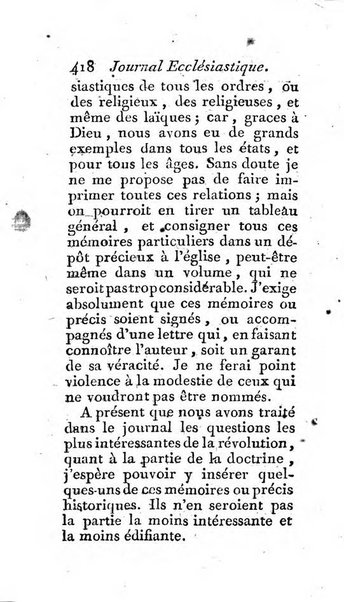 Journal ecclesiastique ou bibliotheque raisonnée des sciences ecclésiastiques