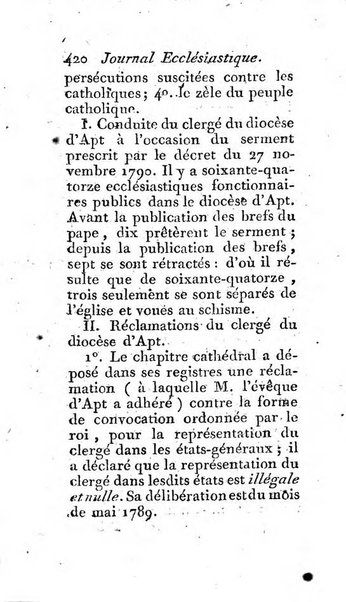 Journal ecclesiastique ou bibliotheque raisonnée des sciences ecclésiastiques