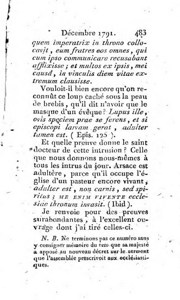 Journal ecclesiastique ou bibliotheque raisonnée des sciences ecclésiastiques