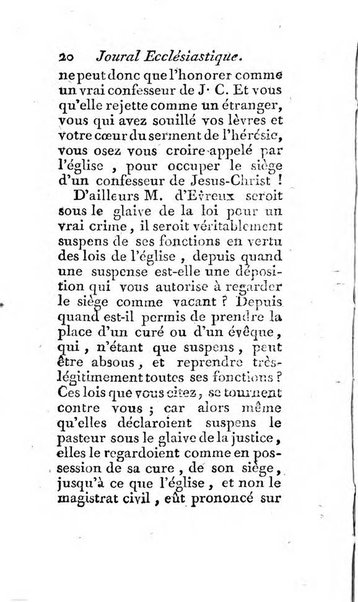 Journal ecclesiastique ou bibliotheque raisonnée des sciences ecclésiastiques