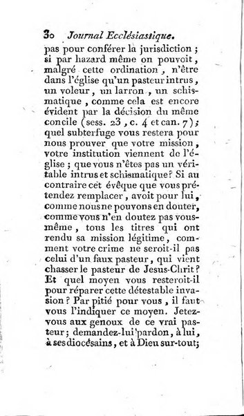 Journal ecclesiastique ou bibliotheque raisonnée des sciences ecclésiastiques