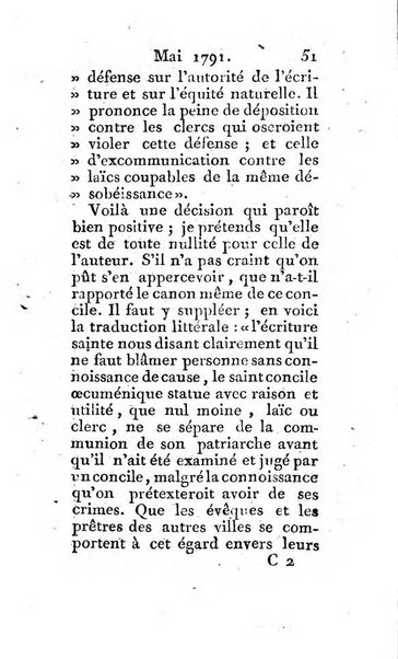 Journal ecclesiastique ou bibliotheque raisonnée des sciences ecclésiastiques