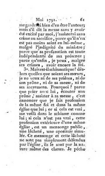 Journal ecclesiastique ou bibliotheque raisonnée des sciences ecclésiastiques