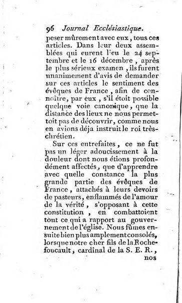 Journal ecclesiastique ou bibliotheque raisonnée des sciences ecclésiastiques