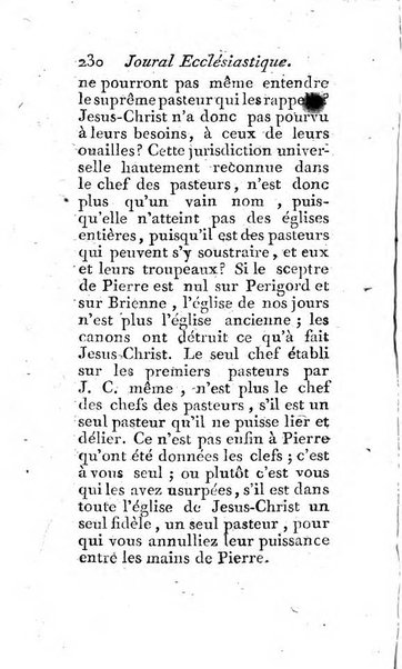 Journal ecclesiastique ou bibliotheque raisonnée des sciences ecclésiastiques